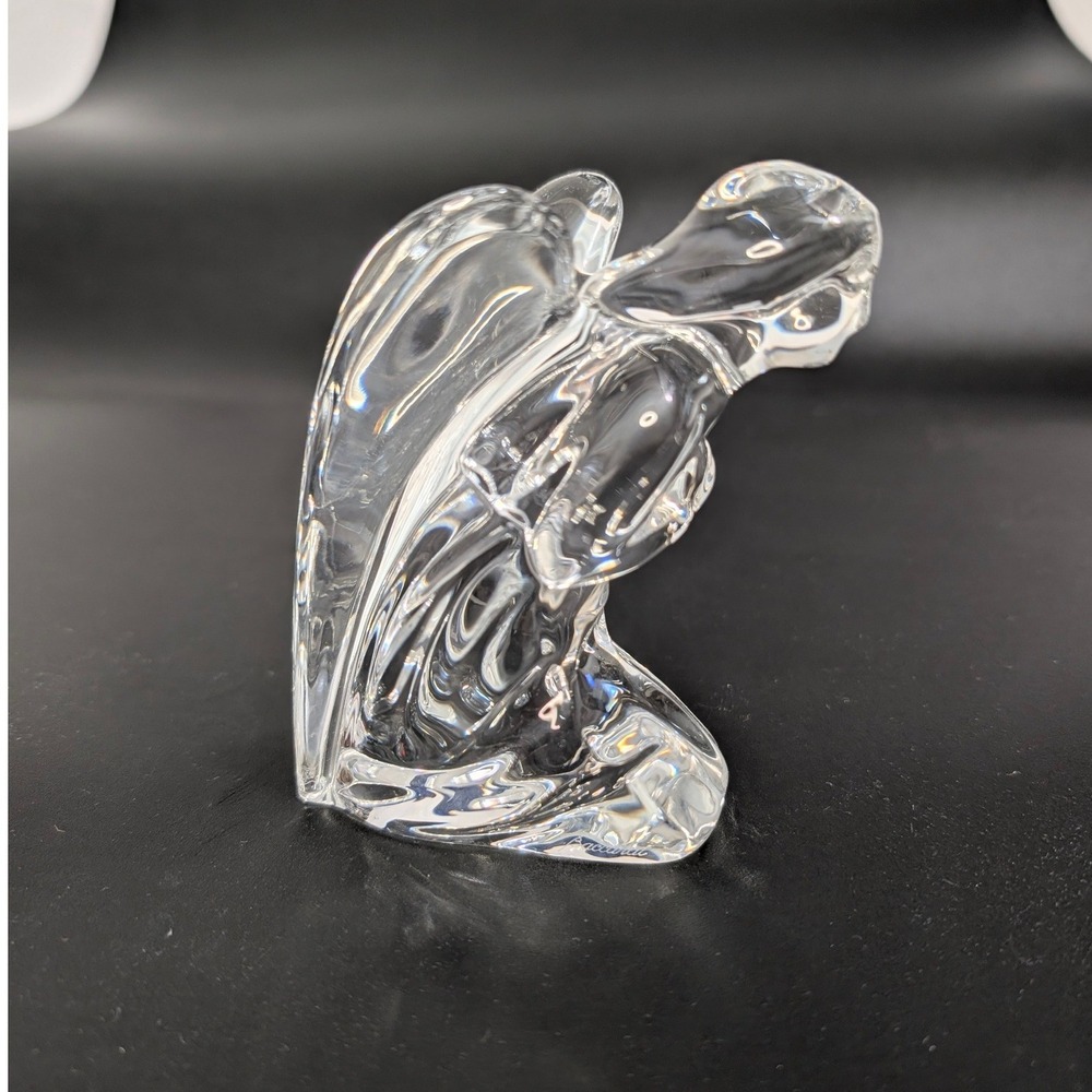 Authentic Baccarat France Crystal Kneeling Praying Angel‎ Figurine Signed Etched